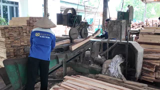 Cutting Planks At Sawmill