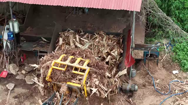 Grabber Machine And Wood Chips