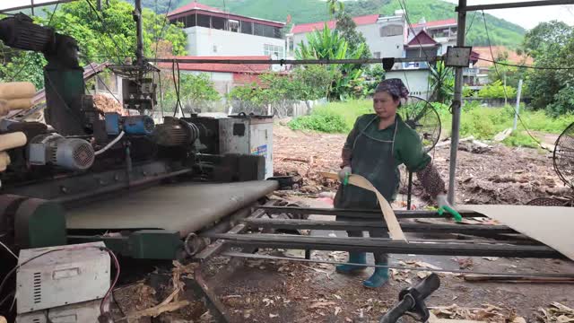 Woman Handling Wood Board