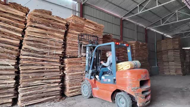 Forklift Carrying Veneer Load