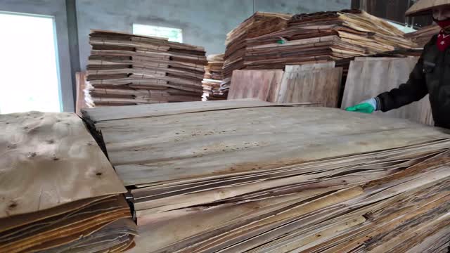 Close View Of Veneer Stack
