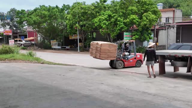 Forklift Crossing With Load