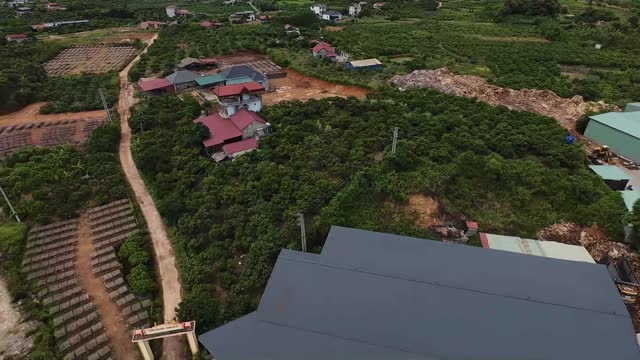 Aerial Village And Orchards
