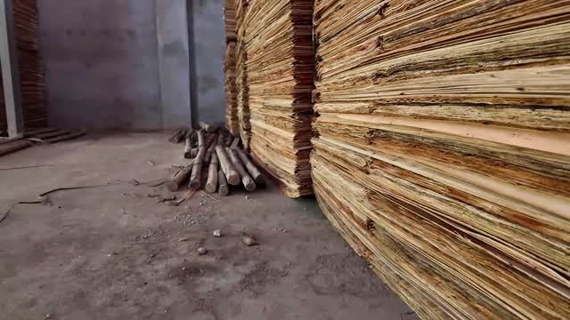 Peeled Logs And Veneer Wall