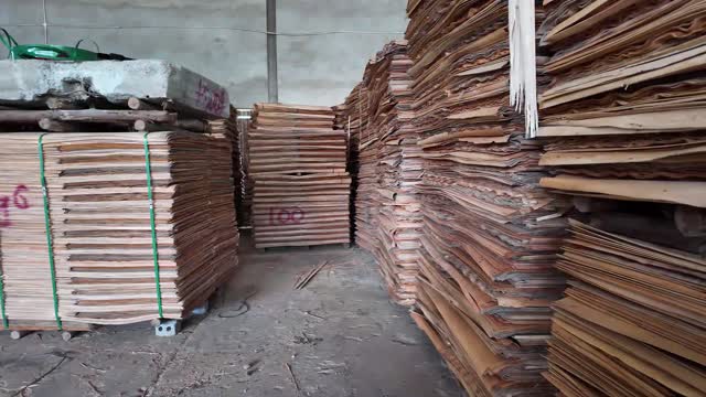 Veneer Stack Warehouse Aisle