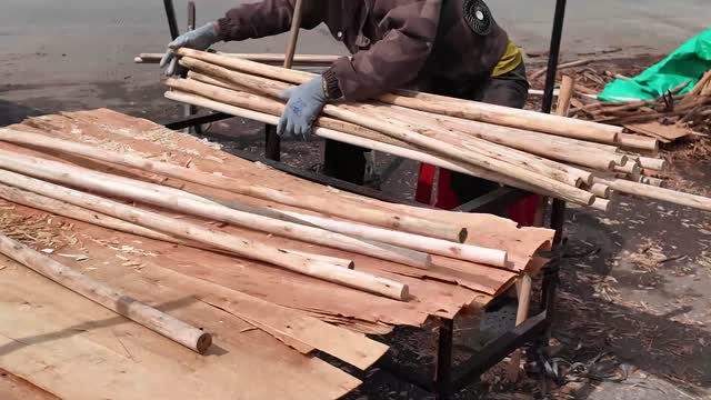 Gathering Bundle Of Wood Rods