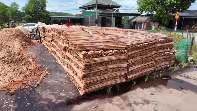 Stacks Of Bundled Wood Dowels