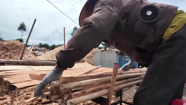 Close-Up Shaping Wooden Rod