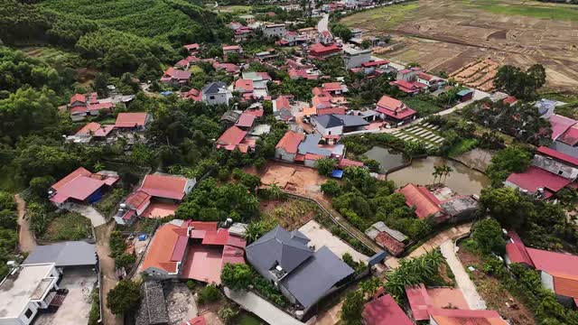 Aerial Over Red Roof Village