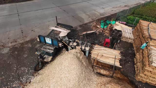 Aerial Of Sawmill Work Area