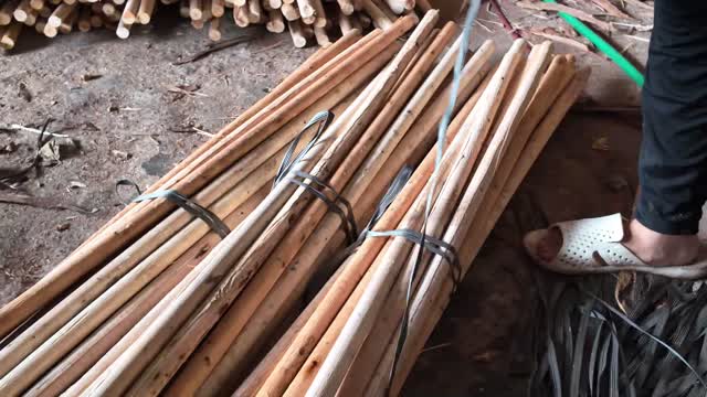 Tied Bundles Of Wood Poles