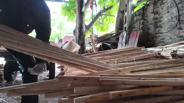 Piled Wooden Sticks Detail