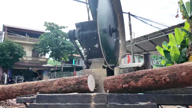 Sawdust Flying From Blade