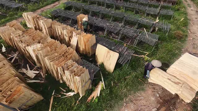 Aerial Over Stacked Veneer Sheets