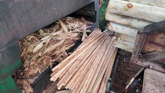 Wood Scraps And Dowels Close Up