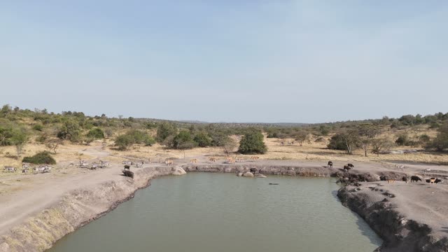 Aerial View Of Mburo Waterhole