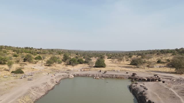 Aerial View Of Mburo Waterhole
