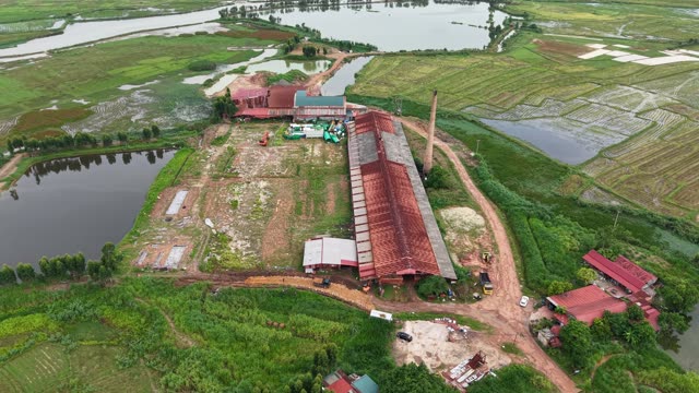 Derelict Factory Among Fields — Shot 1