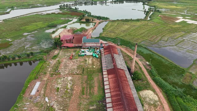 Derelict Factory Among Fields — Shot 2