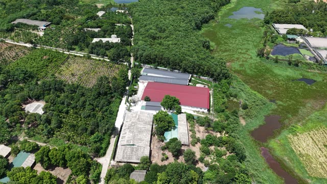 Red-Roofed Barn By Wetland