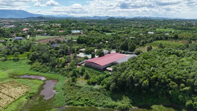 Red Roof Barn And Hills