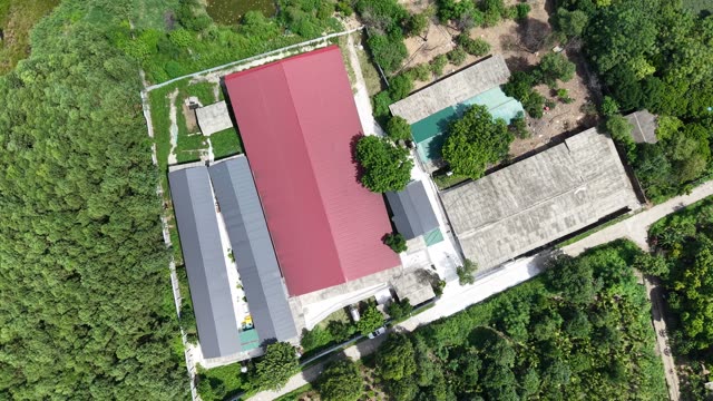 Overhead Red Roof Farm