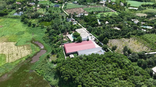 Farm Barn And Crop Fields