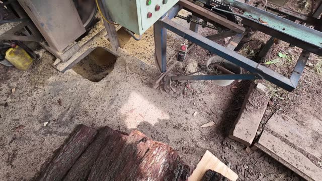 Sawmill Machine Base And Sawdust