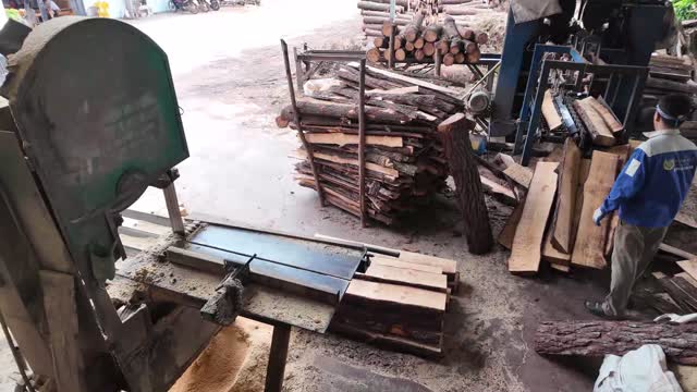 Cutting Log On Band Saw