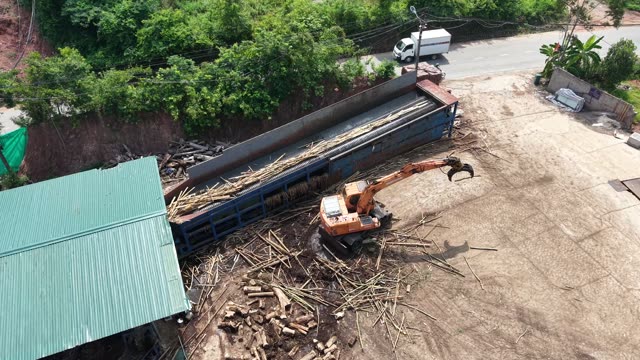 Aerial View Of Bark Processing Yard