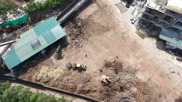 Loaders Working In Timber Yard