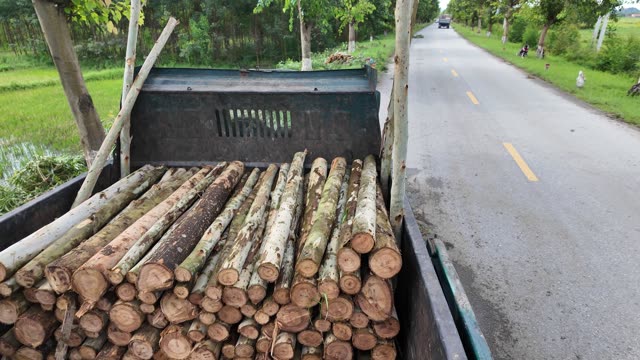 Timber Truck On Village Road