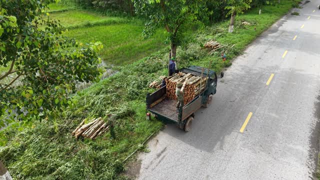 Timber Truck On Village Road