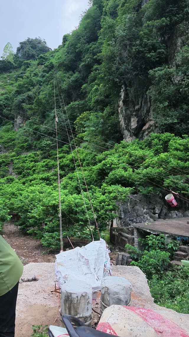 Cable Line Crossing Limestone Cliff