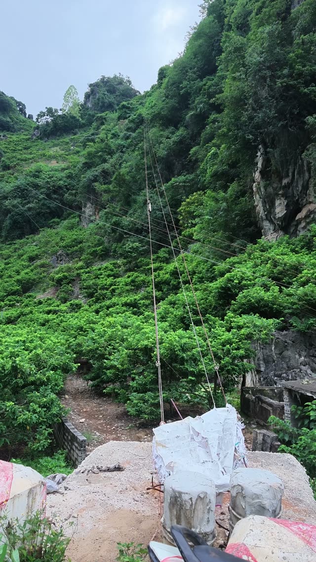 Concrete Anchor Post On Mountain Ledge