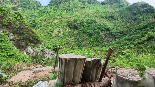 Rebar And Concrete Pipes On Hillside