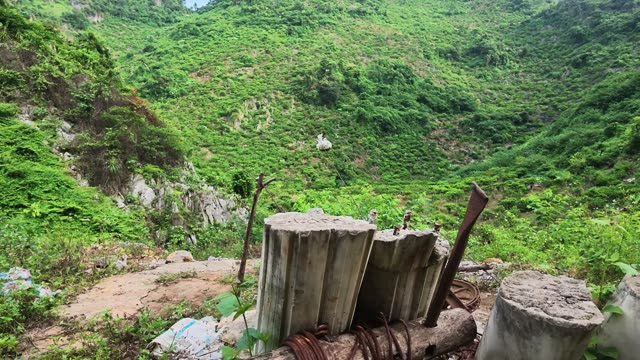 Weathered Concrete Pipes By Mountain