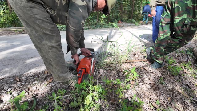 Farmer Clearing Roadside Brush