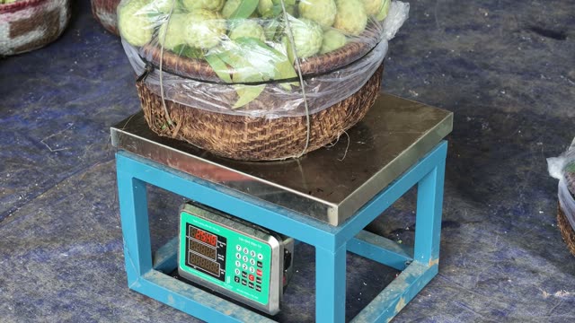 Wrapped Basket On Weighing Scale