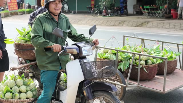 Motorbike Loaded With Baskets Both Sides