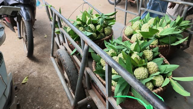 Basket Of Fresh Custard Apples On Cart