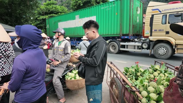 Man Checking Custard Apple Basket
