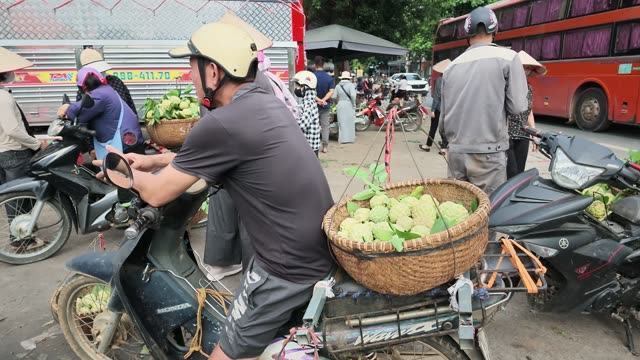 Busy Street Market Scene