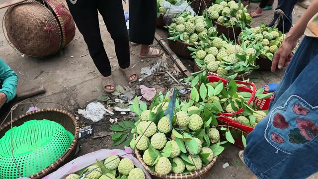 Baskets Of Fruit On Ground