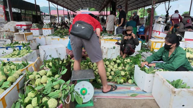 Man Buying Fruit At Market Stall