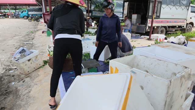 People By Stacked White Boxes