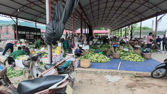 Busy Covered Market Scene