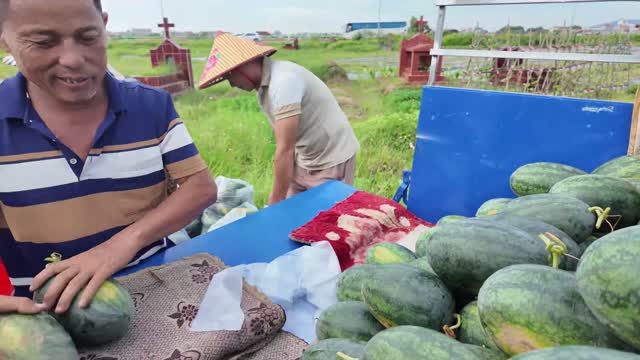 Smiling Farmer With Watermelon Harvest