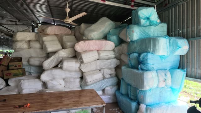 Worker Packing Bagged Bananas On Rack