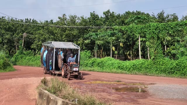 Tractor Trailer Approaching On Dirt Road